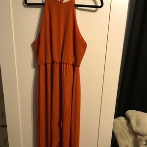 Orange high low dress